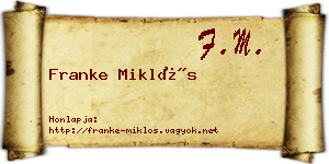 Franke Miklós névjegykártya